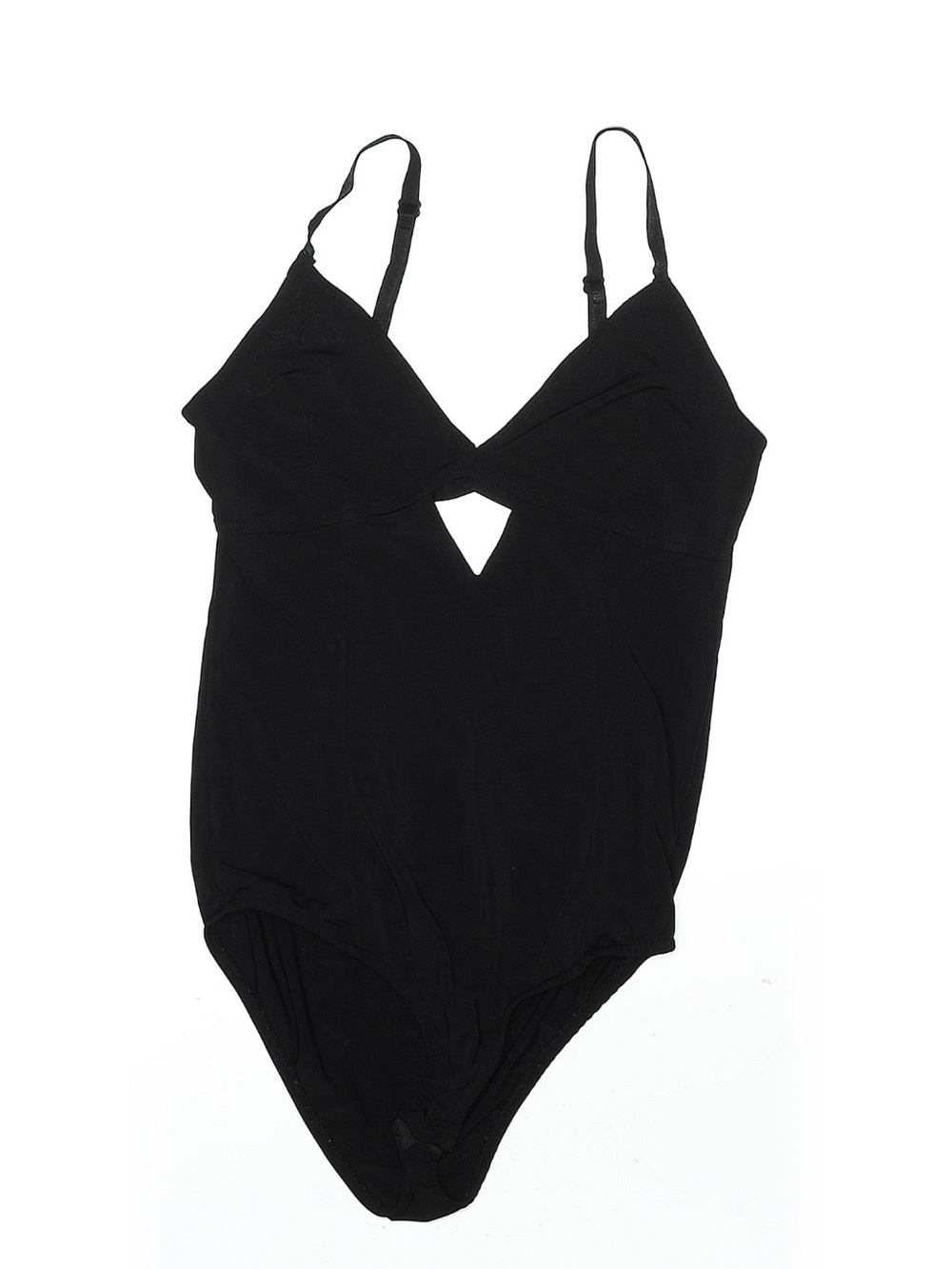 Black One-Piece Swimsuit with Front Cutout